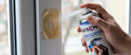 Tecma Clean Gum - пръскане върху залепналия остатък от дограмата