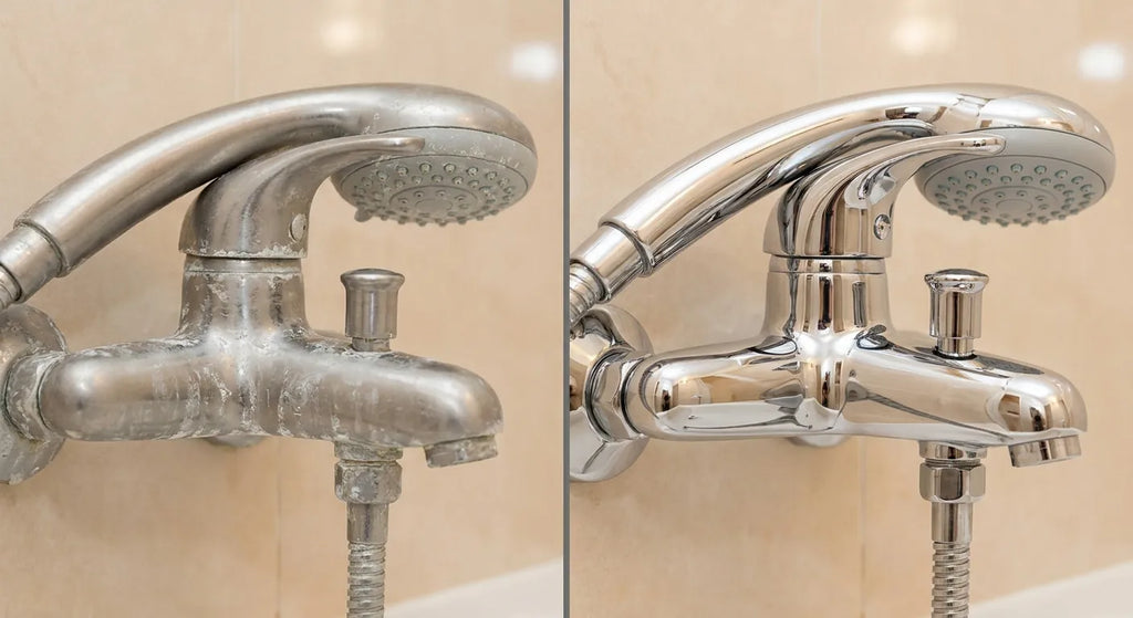 TECMA LIMESTONE - смесителят преди и след премахване на варовика