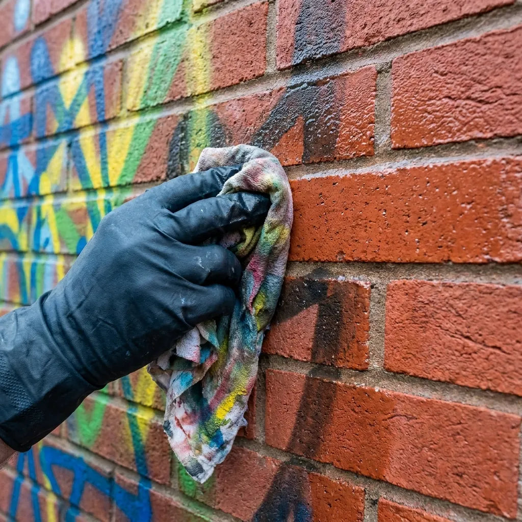 TECMA PAINT ANTIGRAFFITI (кит 4 кг) - изтриване на графит от защитената стена с кърпа